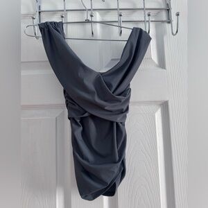 Edikted Blue Runched Crop Top